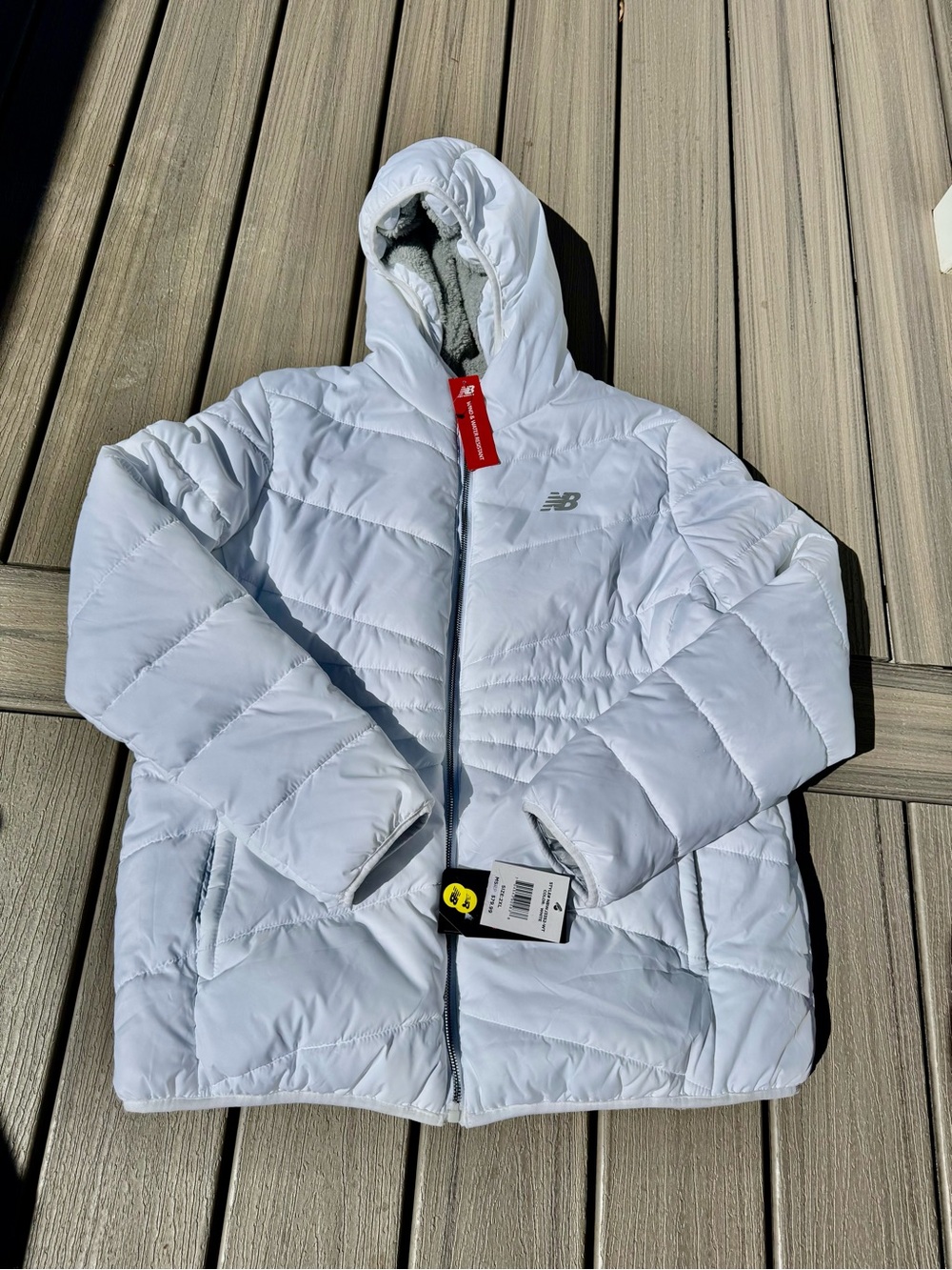 New Balance Women’s White Hooded Puffer Jacket